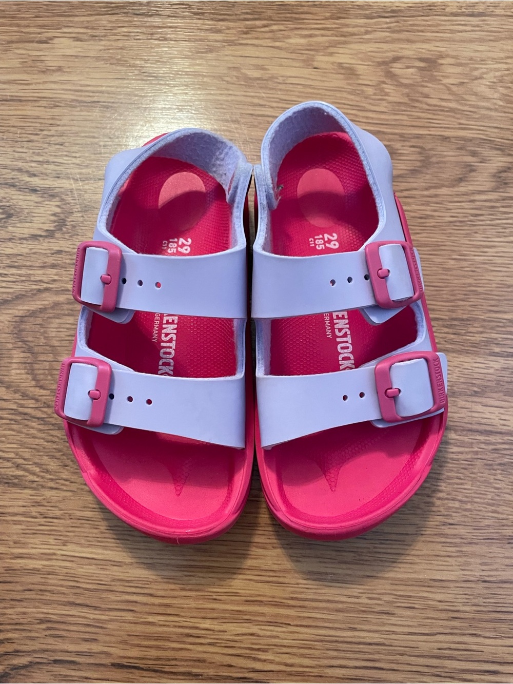 Birkenstock Kids Two-Strap EVA Sandals in Pink and Light Purple